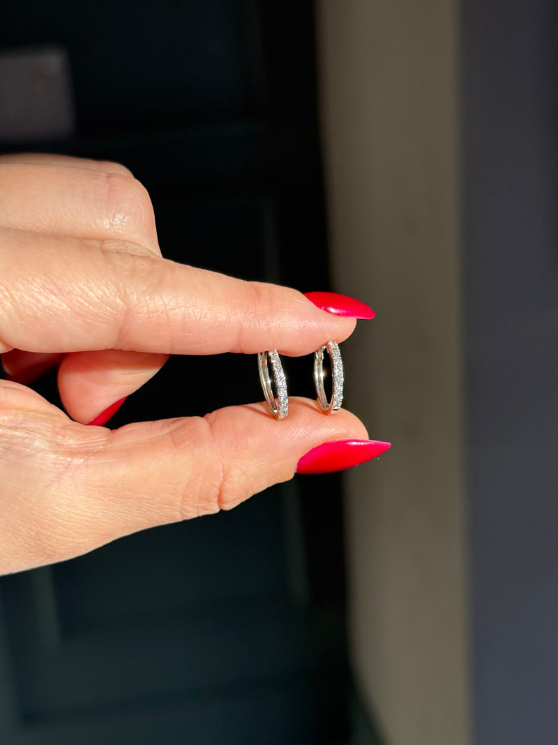 Diamond Huggies in 14k White Gold