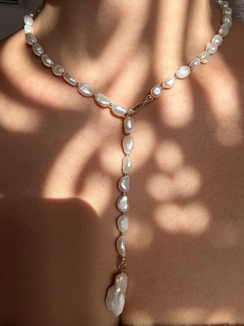 Natural Baroque Pearl Lariat