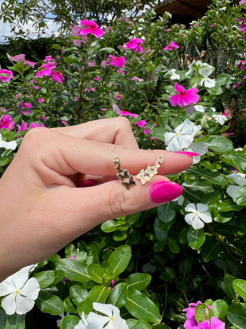 Butterfly Ear Climber Earrings in 14k Yellow Gold