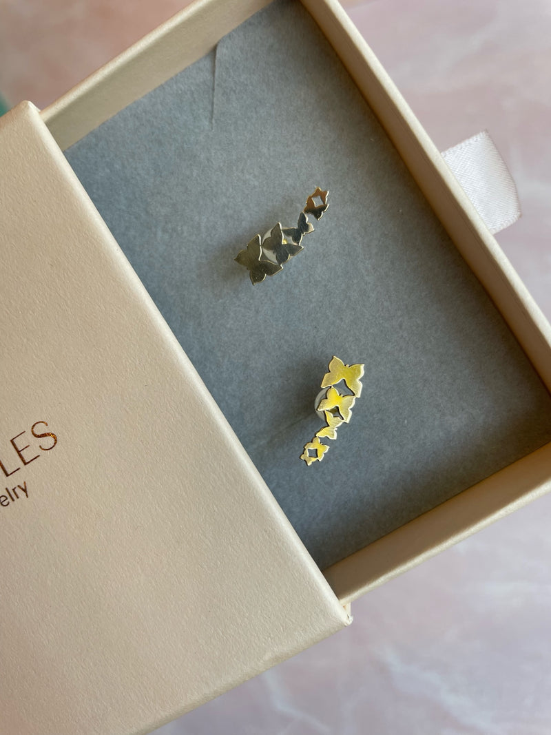 Butterfly Ear Climber Earrings in 14k Yellow Gold